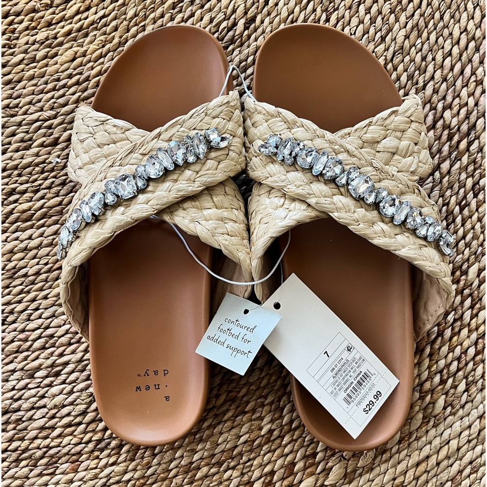 NWOT A New Day Phylis Raffia Slide Sandals